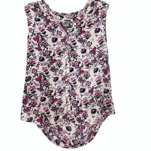 Chelsea28 Womens Button Up Shirt size 3X Multicolor Floral Sleeveless Flowy Tank